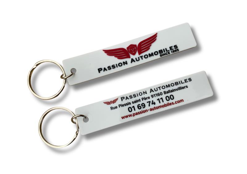 Your logo on SOFT PVC LONG DUBLE SIDES KEYRINGS, your promotional gift solutions